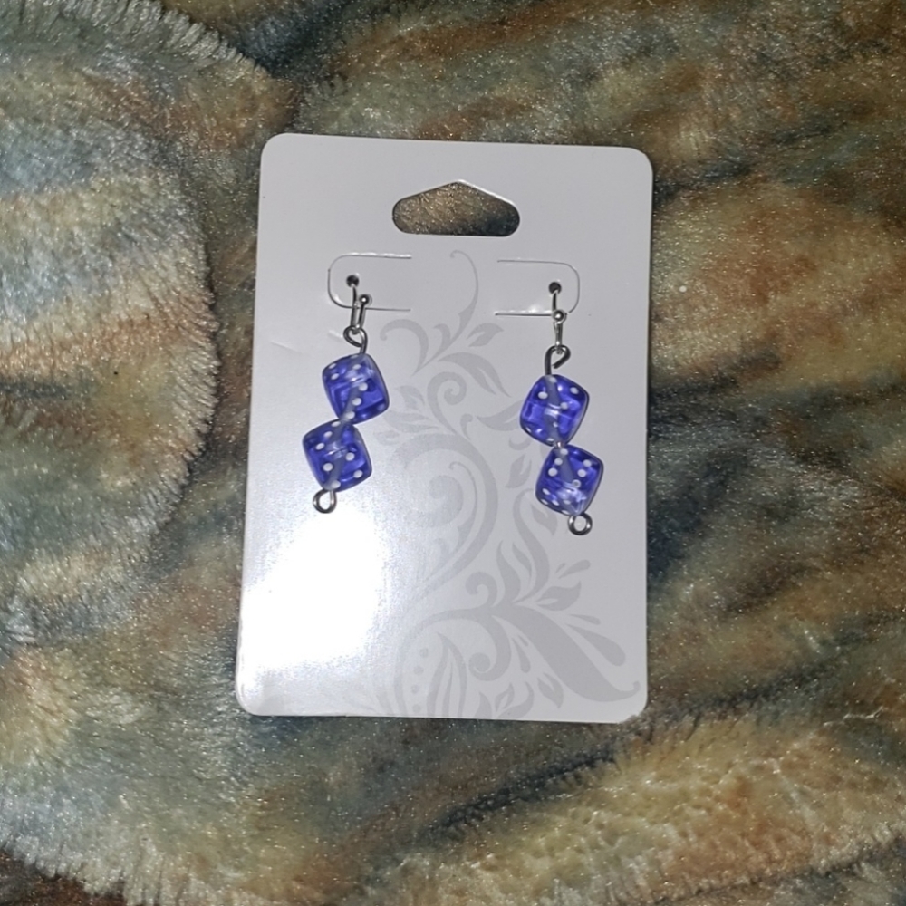 Purple dice earrings